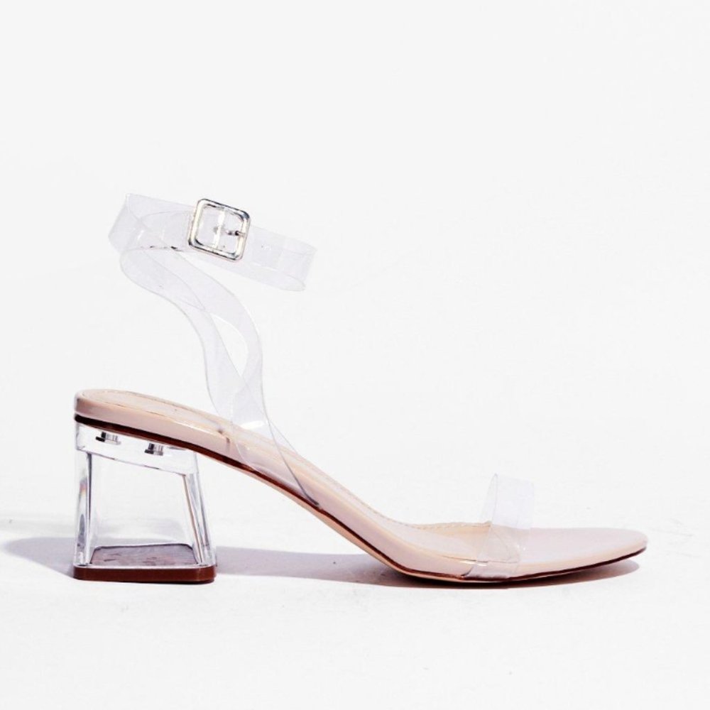 NASTY GAL • Clear Strap Low Block Heels